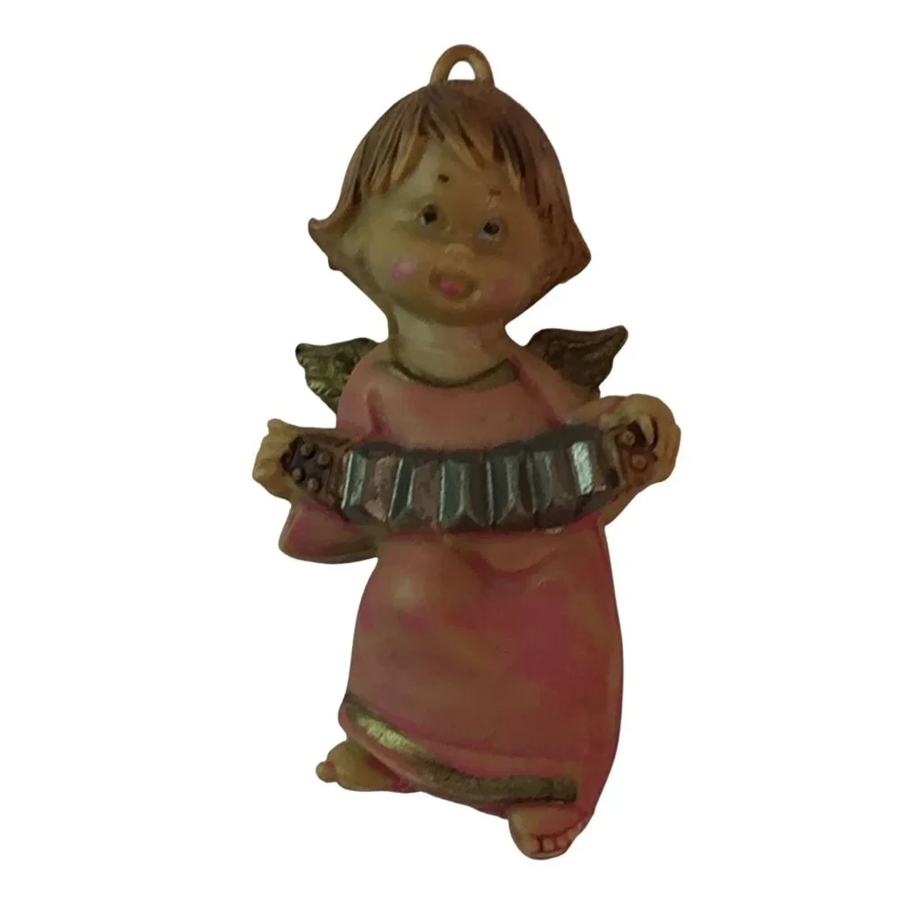 Vintage Italy Angel‎ Cherub Christmas Ornaments Lot of 6
